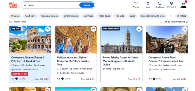 Планиране на екскурзии с GetYourGuide