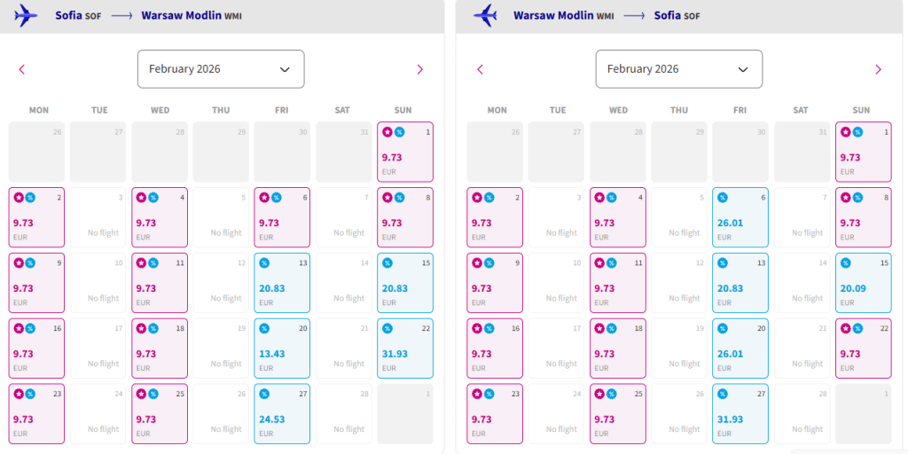 Евтини самолетни билети от София до Варшава от 9,73 евро в посока.
